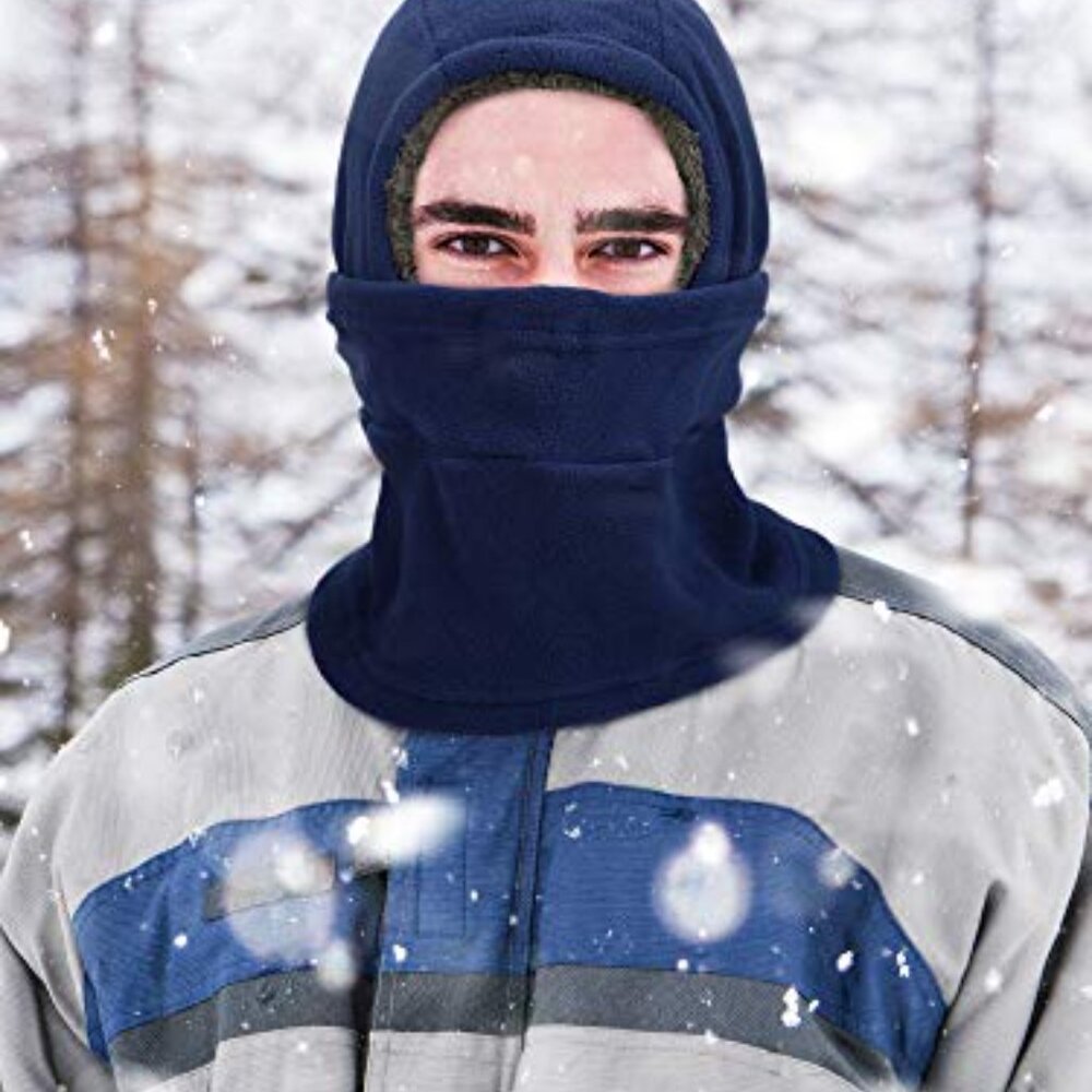 Winter Fleece Balaclava Ski Mask with Drawstring Full Face Covering - Picture 7 of 8